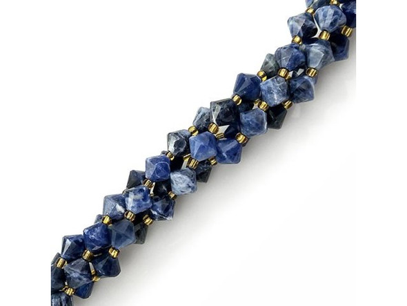 Sodalite 8mm Faceted Bicone Gemstone Bead (strand)