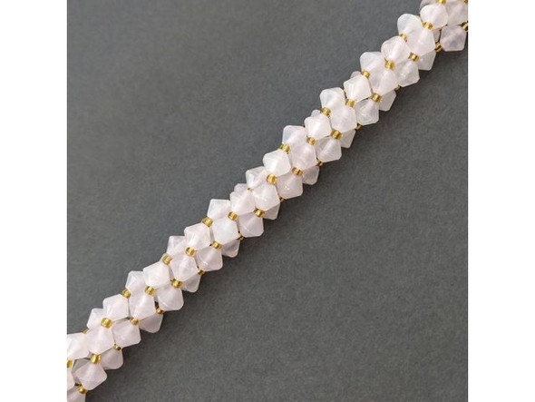 Rose Quartz 8mm Faceted Bicone Gemstone Bead (strand)