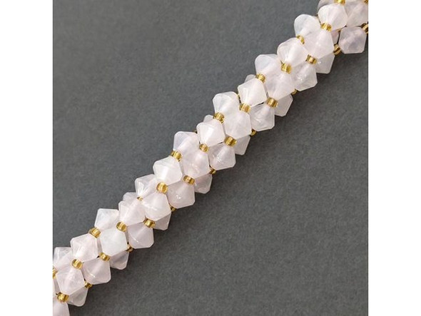 Rose Quartz 8mm Faceted Bicone Gemstone Bead (strand)