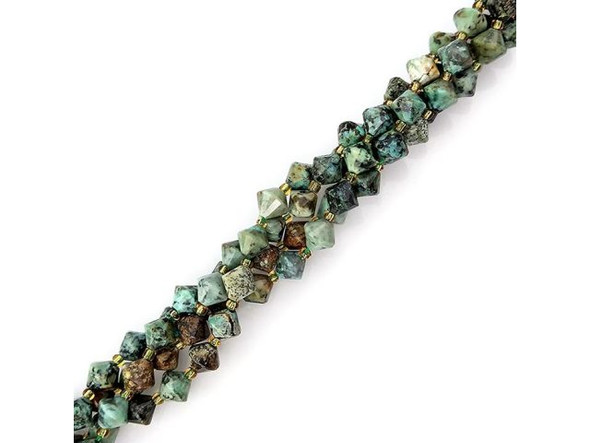 African Turquoise 8mm Faceted Bicone Gemstone Bead (strand)