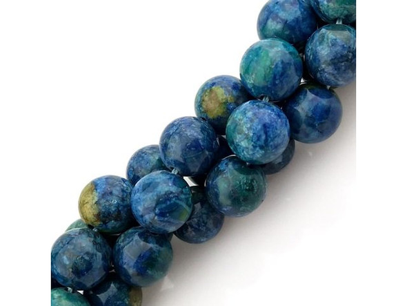 Crazy Lace Calcite 12mm Round Gemstone Beads, Azurite (strand)