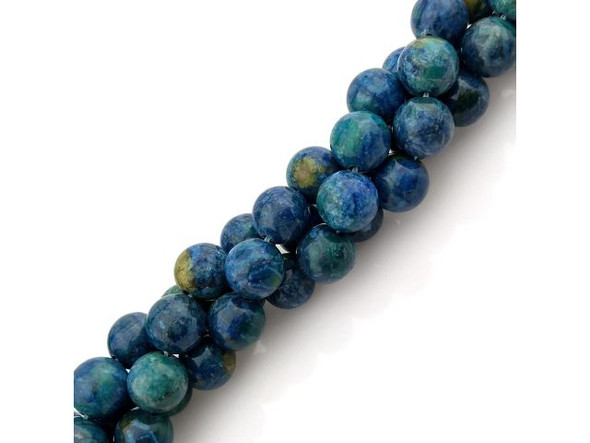 Crazy Lace Calcite 12mm Round Gemstone Beads, Azurite (strand)