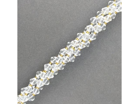 Quartz Crystal 8mm Faceted Bicone Gemstone Bead (strand)