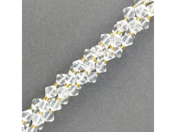 Quartz Crystal 8mm Faceted Bicone Gemstone Bead (strand)