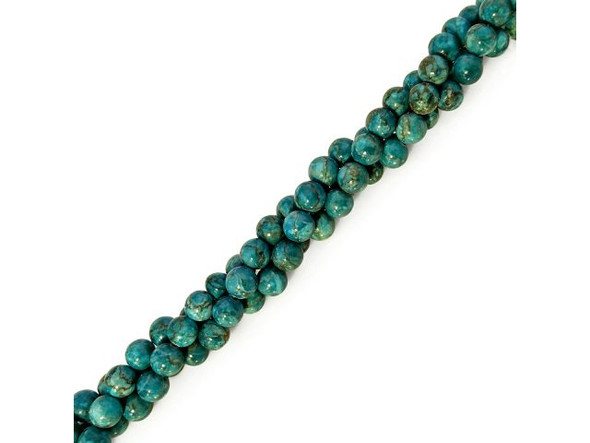 Crazy Lace Calcite 8mm Round Gemstone Beads, Turquoise Green (strand)