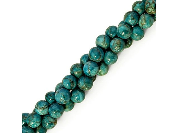 Crazy Lace Calcite 8mm Round Gemstone Beads, Turquoise Green (strand)