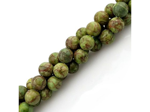 Crazy Lace Calcite 10mm Round Gemstone Beads, Olive (strand)