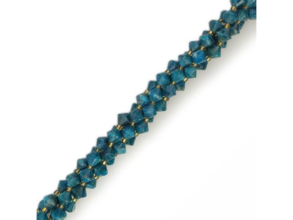 Blue Apatite 8mm Faceted Bicone Gemstone Bead (strand)