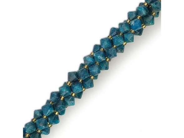 Blue Apatite 8mm Faceted Bicone Gemstone Bead (strand)