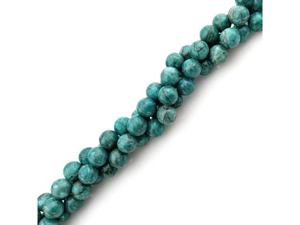 Crazy Lace Calcite 10mm Round Gemstone Beads, Turquoise Green (strand)