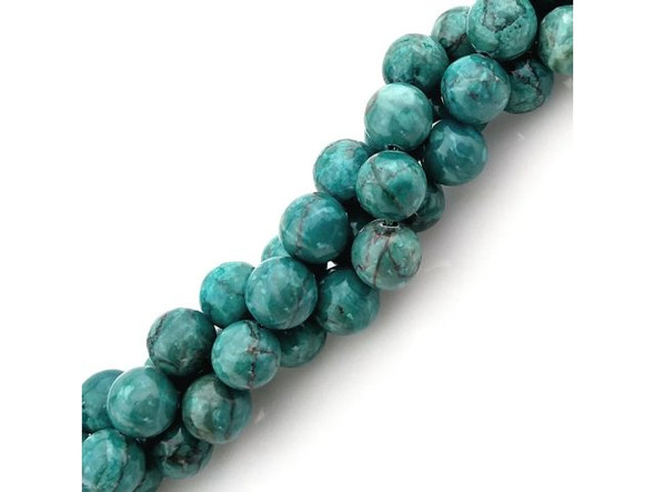 Crazy Lace Calcite 10mm Round Gemstone Beads, Turquoise Green (strand)