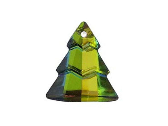 Glass Tree Pendant, 15x13mm - Crystal Green Sphinx (Each)