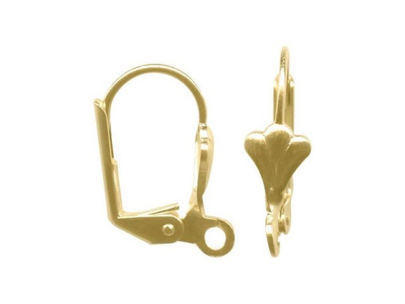 Gold Plated Leverback Ear Wire, Fleur-de-Lis, 16x10mm (72 pcs)