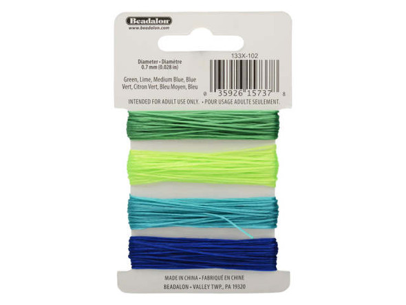 Elonga Cord, 0.7mm - Greens and Blues (Each)