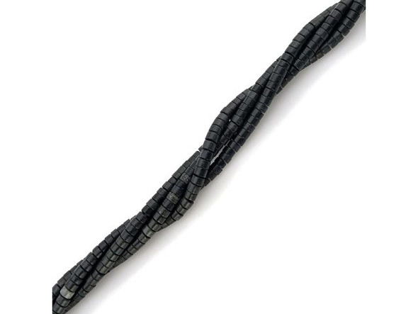 Black Stone 2x4mm Gemstone Heishi Beads (strand)