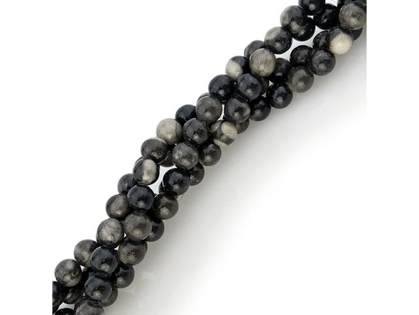 Orthoceras Fossil, Natural, 6mm Round Gemstone Beads (strand)