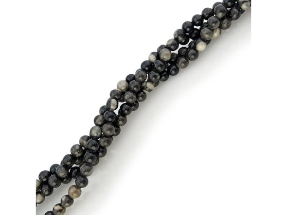 Orthoceras Fossil, Natural, 6mm Round Gemstone Beads (strand)