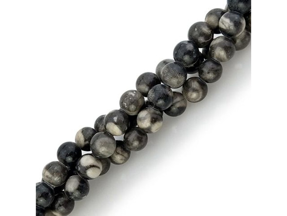 Orthoceras Fossil, Natural, 8mm Round Gemstone Beads (strand)