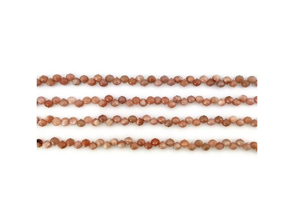 Peach Moonstone Top Drilled Diamond Cut 6mm Teardrop Gemstone Beads (strand)
