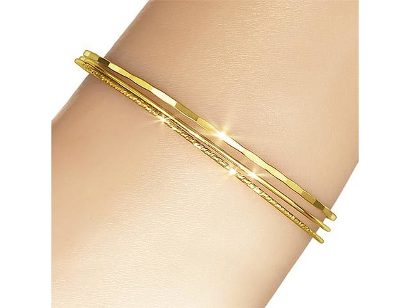 Bangle Bracelet, 1.3mm Sparkle Wire, 2.5" ID, 14kt Gold-Filled (Each)