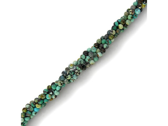 Chinese Turquoise 4mm Round Gemstone Beads - Green (strand)