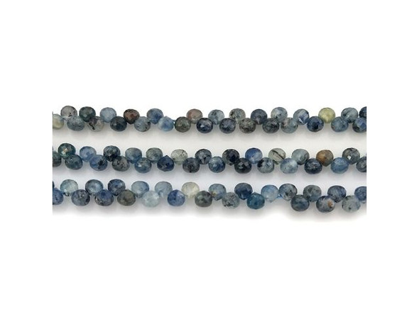 Blue Kyanite Top Drilled Diamond Cut 6mm Teardrop Gemstone Beads (strand)