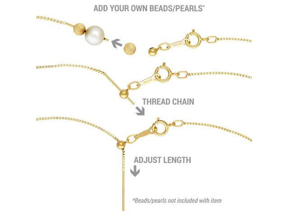 14kt Gold-Filled Add-a-Bead Box Chain, Adjustable up to 21.5" (Each)