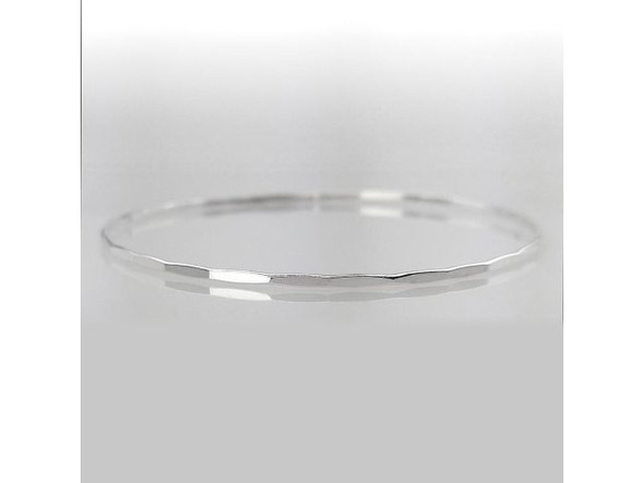 Bangle Bracelet, 1.3mm Hammered Wire, Sterling Silver (Each)