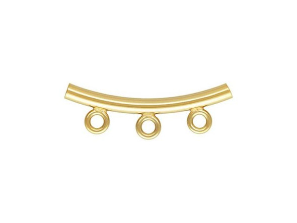 14kt Gold-Filled 20x2mm Bead, Curved Tube with 3 Loops (Each)