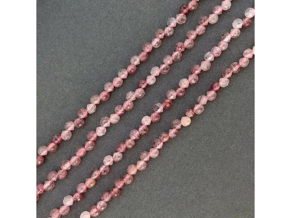 Strawberry Quartz Top Drilled Diamond Cut 6mm Teardrop Gemstone Beads (strand)