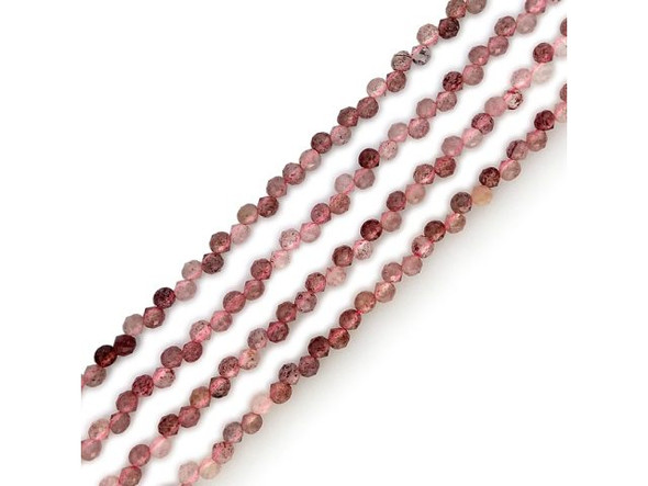 Strawberry Quartz Top Drilled Diamond Cut 6mm Teardrop Gemstone Beads (strand)