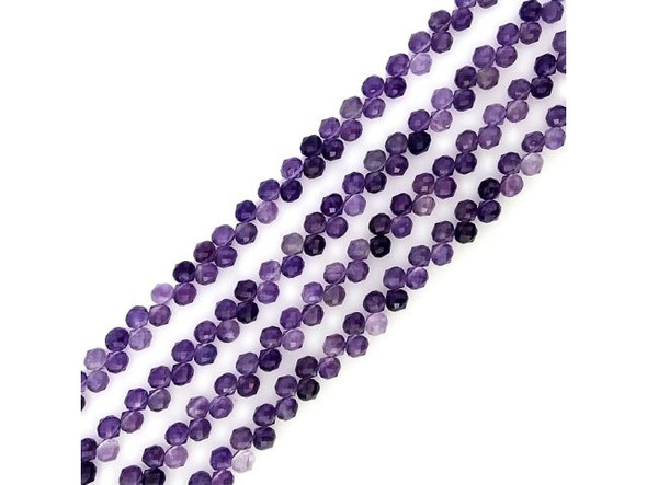 Amethyst Top Drilled Diamond Cut 6mm Teardrop Gemstone Beads (strand)