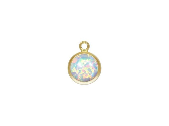 6mm 14kt Gold-Filled Bello Opal Drop Charm - White Opal (Each)