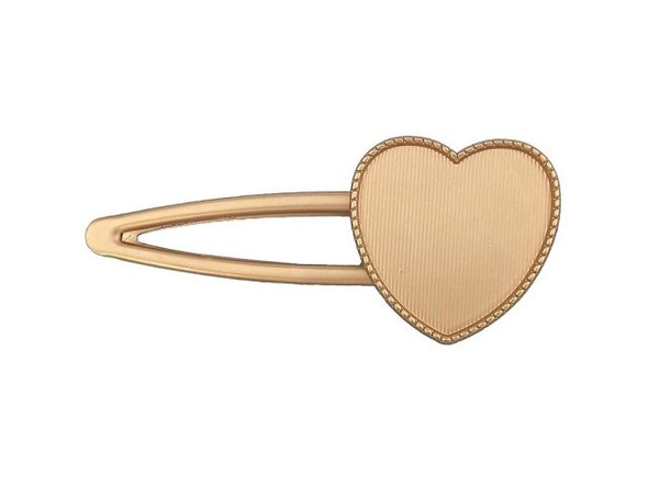 Heart Bezel Hair Clip - Matte Gold Plated (Each)