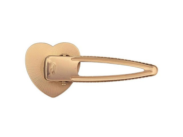 Heart Bezel Hair Clip - Matte Gold Plated (Each)