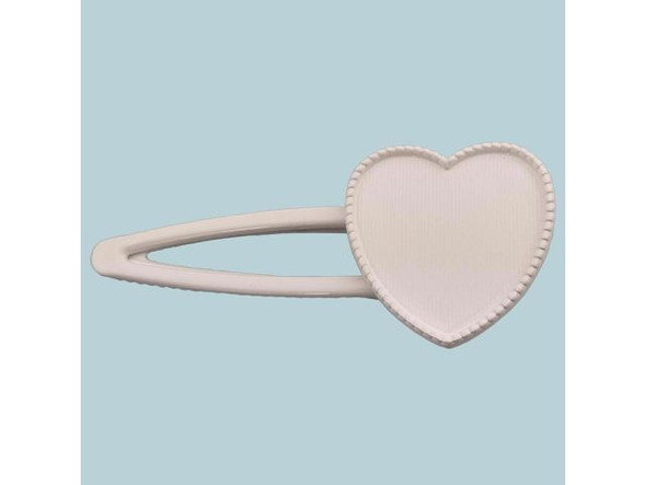 Heart Bezel Hair Clip - White Painted (Each)