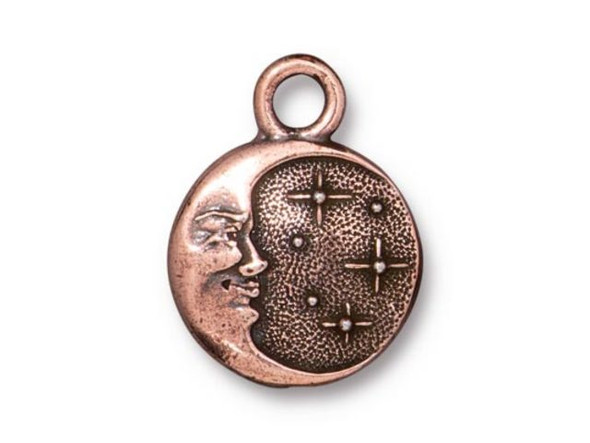 TierraCast Antiqued Copper Plated Starry Night Charm with Crystal (Each)