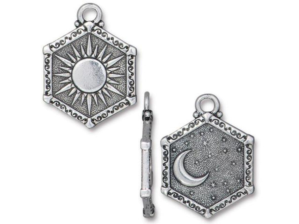 TierraCast Sun & Moon Pendant - Antiqued Silver Plated (Each)