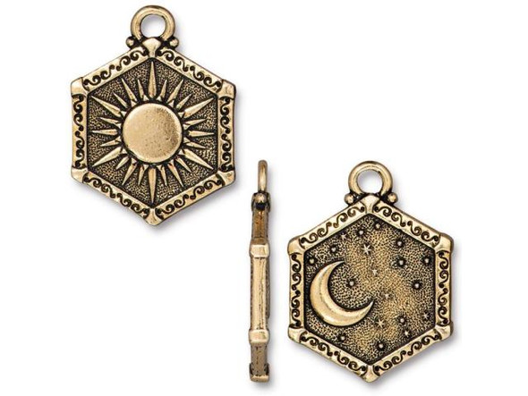 TierraCast Sun & Moon Pendant - Antiqued Gold Plated (Each)