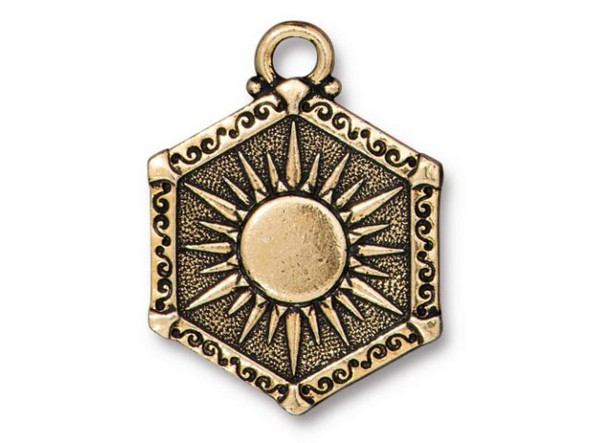 TierraCast Sun & Moon Pendant - Antiqued Gold Plated (Each)