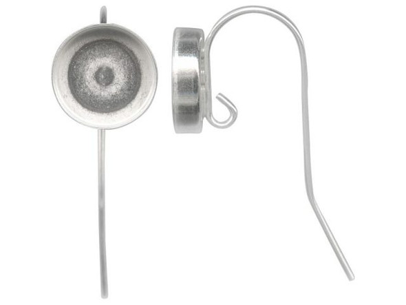 Sterling Silver 10mm Round Bezel Cup French Hook Earring Wires (pair)