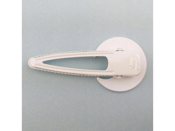 Crescent Moon Bezel Hair Clip - White Painted (Each)