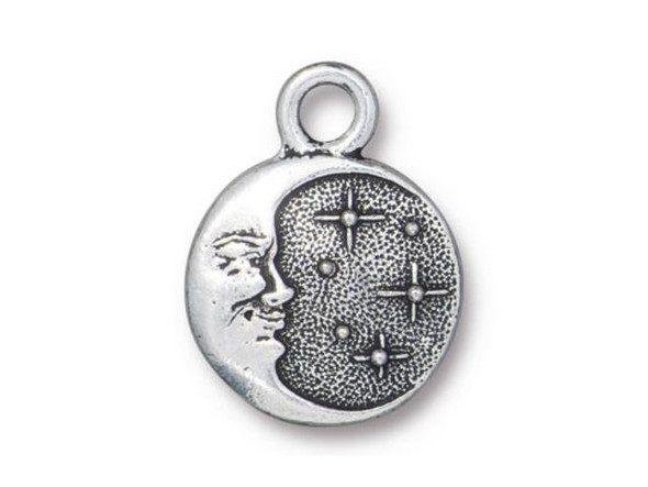 TierraCast Antiqued Silver Plated Starry Night Charm with Crystal (Each)