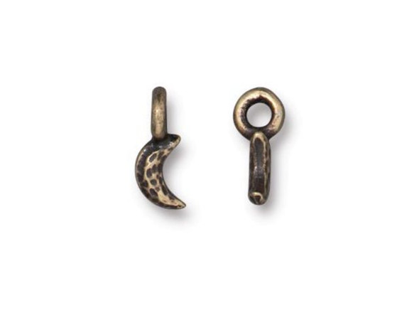 TierraCast Crescent Moon Charm - Antiqued Brass Plated (Each)