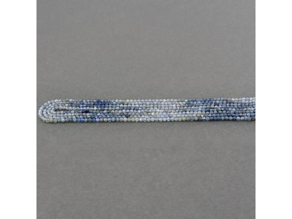 3mm Diamond Cut Round Gemstone Bead - Blue Kyanite - Color Banded (strand)