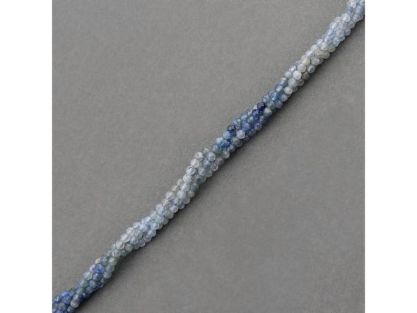 3mm Diamond Cut Round Gemstone Bead - Blue Kyanite - Color Banded (strand)