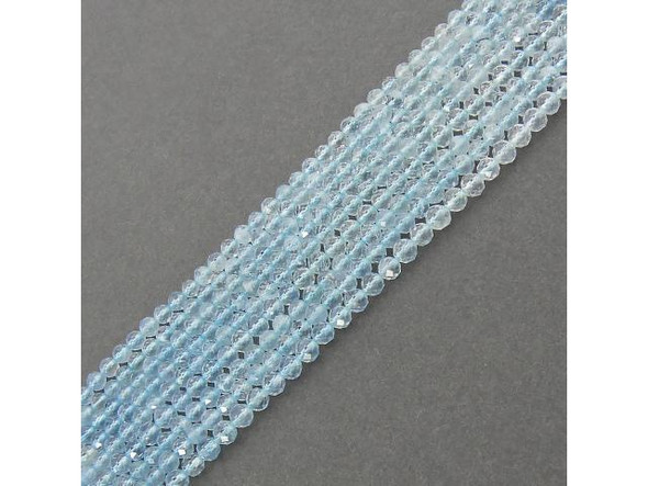 4mm Diamond Cut Round Gemstone Bead - Aquamarine AA - Ice Color Banded (strand)