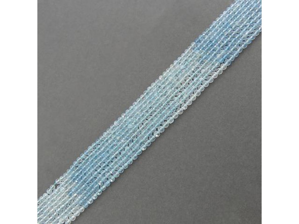 4mm Diamond Cut Round Gemstone Bead - Aquamarine AA - Ice Color Banded (strand)