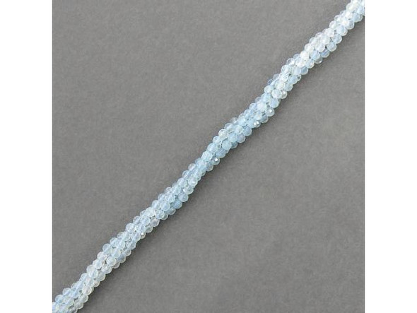 3mm Diamond Cut Round Gemstone Bead - Aquamarine A - Ice Color Banded #21-463-890