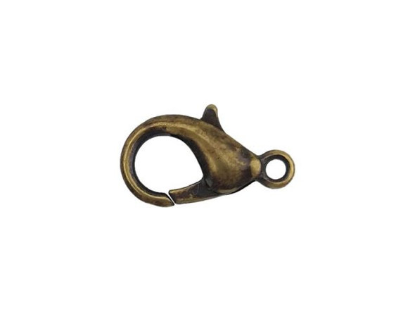 15mm Lobster Clasp - Antiqued Brass Plated (12 Pieces)